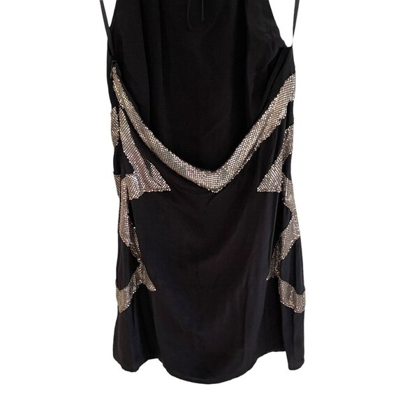 Sheri Bodell Black Silk Sequin Backless Halter Mini Shift Dress Size M - Picture 6 of 10
